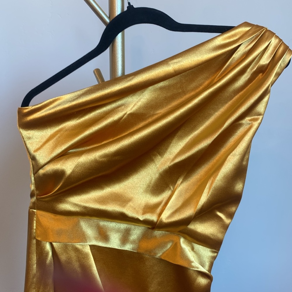 Women’s Gold One Shoulder Maxi Dress, Size Small, EUC - Picture 7 of 11